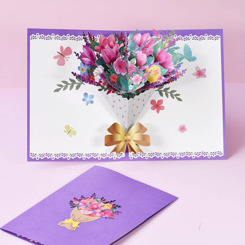 Peach Blossom VALENTINE'S Jour Carte 3D Fleurs Thank You Carte de vœux anniversaire